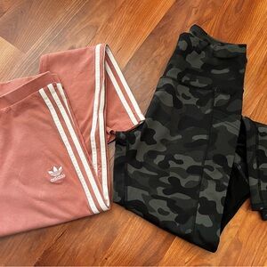 Adidas Pink leggings and Black Camo Leggings bundle